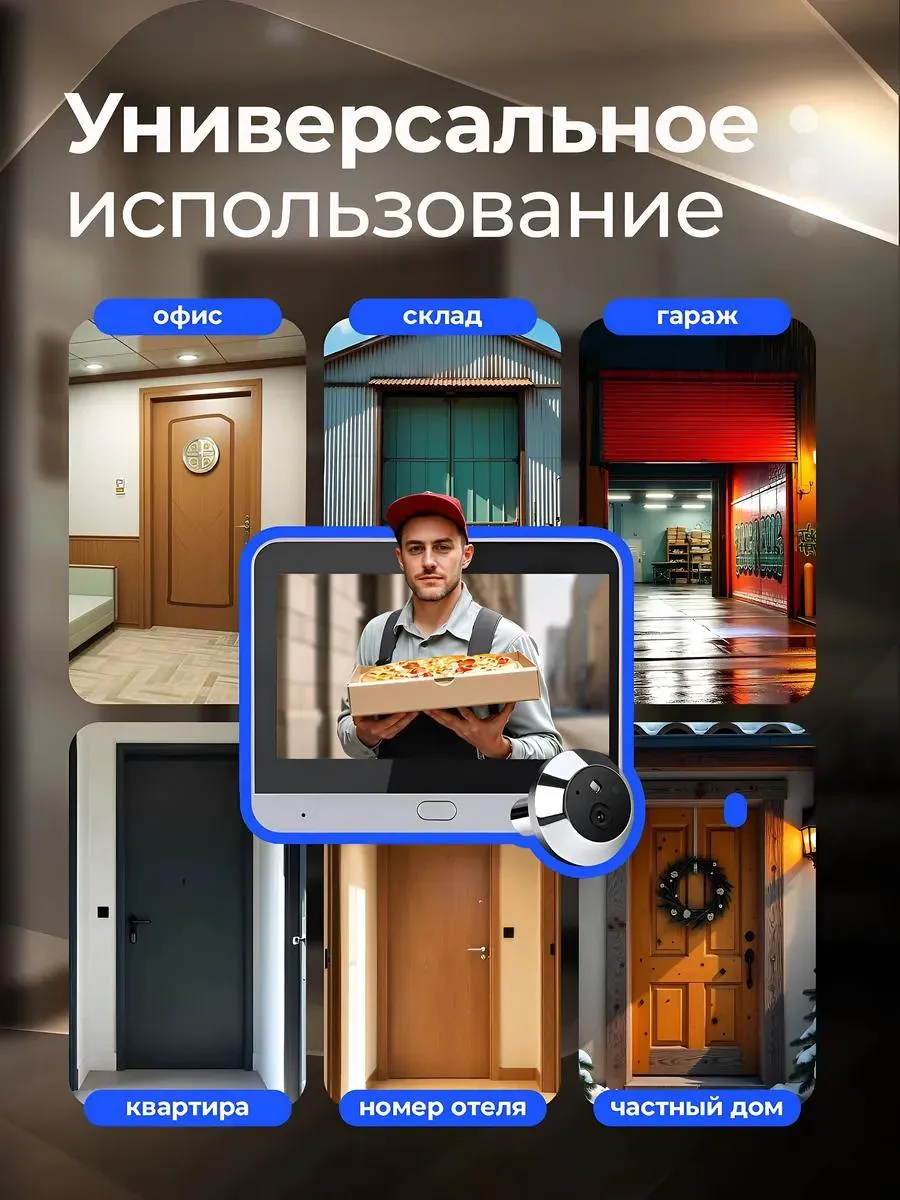 Видеоглазок для входной двери вайфай (wifi) с монитором