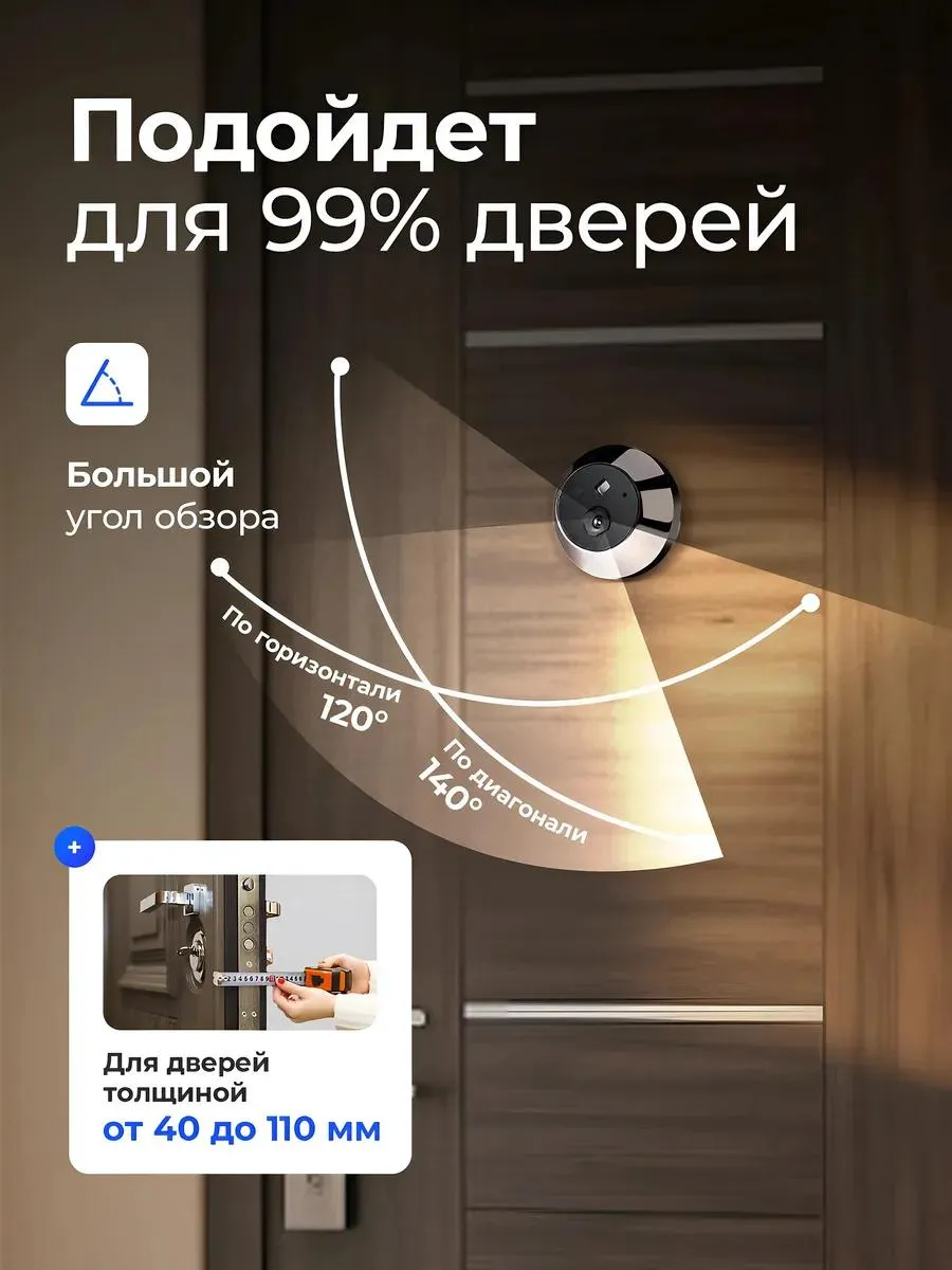 Видеоглазок для входной двери вайфай (wifi) с монитором